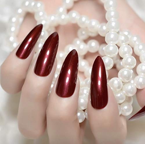 Eda Luxury Beauty Dark Red Burgundy Luxe Design Full Cover Press On Nails Acrylic Nail Kit