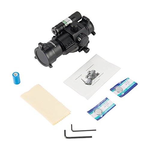 HIRAM 1X30 4 MOA Green Red Dot Sight for Rifles with Green Laser, Picatinny Cantilever PEPR Mount - Thumbnail 5