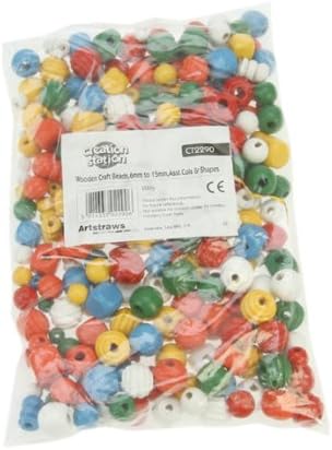 Artstraws CT2290 Creation Station 6-15 mm 200 g Wooden Craft Beads in Assorted Colours and Shapes, Pack of 650 - Image 4