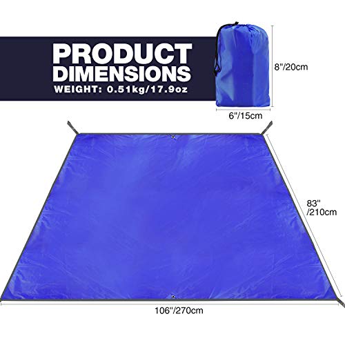 REDCAMP Large Waterproof Camping Tarp Lightweight, Multifunctional Insulated Tent Footprint for Camping Hiking Backpacking, Blue 106''x82'' - Thumbnail 6