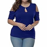 TOPUNDER 2018 Summer Women's Plus Size Top Keyhole Front Short Sleeve T Shirt Cold Shoulder Blouse
