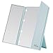 Miss Sweet Small Led Lighted Tri-Fold Makeup Mirror Travel Mirror Compact Pocket Mirror Compact Mirror for Cosmetic Makeup (Pure Blue)