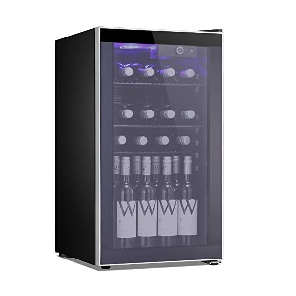 Tavata-Wine-Cooler-Freestanding-Single-Zone-Fridge-and-Cellar-Chiller-Quiet-Wine-Refrigerator-with-UV-Protection-Glass-DoorCompressor-Refrigeration-for-Counter-Top-26-Bottles