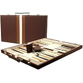 DA VINCI 16 Inch Brown Leatherette Backgammon Set