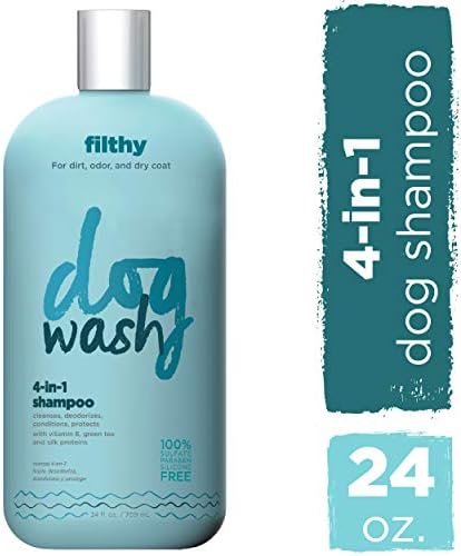 4-in-1 Shampoo for Dogs Gently Cleanse, Moisturize, Freshen & Protect Dog’S Skin & Coat Natural Cleanser with Green Tea, Vitamin E (24 oz), Blue (FGI06985)