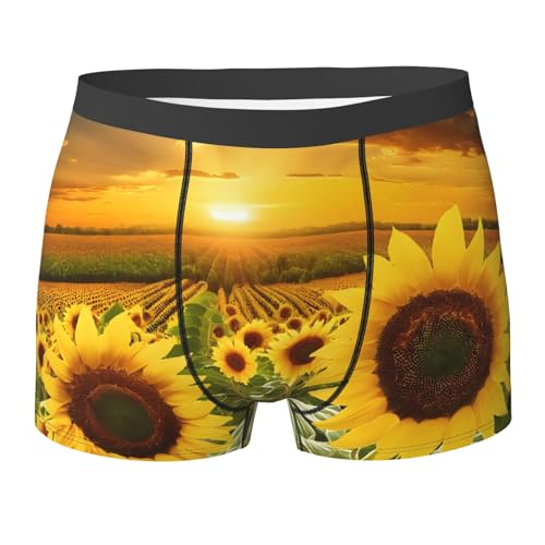 SYHEART Sunflower Field Print Men'S Boxer Briefs With Elastic Comfort Fit Design For All-Day Wear