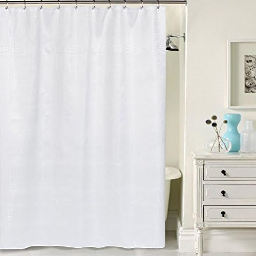 Fancy Hotel Quality Waffle Weave Shower curtain with Metal Grommets in White 70"x72"