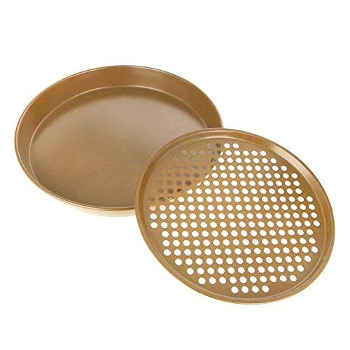 Curtis Stone Dura-Bake 2-piece Pizza Pan Set 573420-710 Gold (Certified Refurbished)