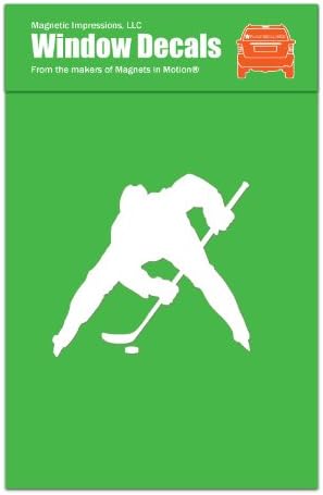 Ice Hockey Player Face Off Car Window Decal White