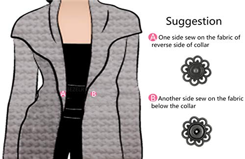 Bezelry 8 Pairs Flower Metal Sew On Snap Buttons 20mm (3/4 inch) (Vintage Black) - Thumbnail 4