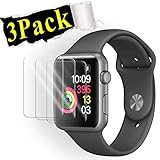 [3-Pack] Compatible Apple Watch 38mm Tempered Glass Screen Protector - Linboll [Only Covers The Flat Area] Anti-Scratch, 9H Hardness, Bubble Free Screen Protector Compatible Apple Watch 38mm