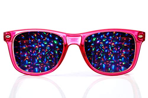 Transparent Red Starburst Diffraction Glasses – for Raves, Festivals and More