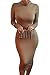 Pink Queen Long Sleeve Holiday Warm Dress for Women Fall High Neck Knee Length Bodycon Midi Dresses M Coffee