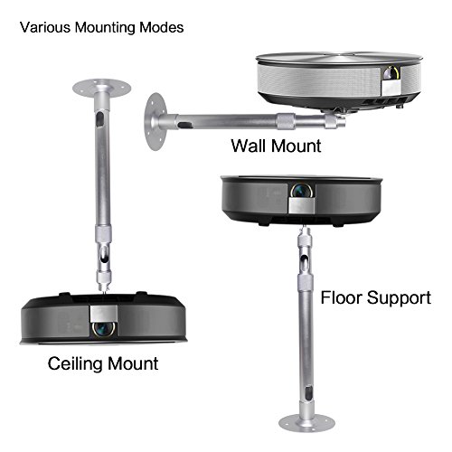 Universal Extendable Ceiling Projector Mount Height Adjustable Projection Wall&Drop Ceiling Projector Mount Silver Head 360° Rotatable Length 10.23-15.35in for Projector CCTV DVR Camera - Thumbnail 4