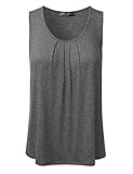 DRESSIS Women's Basic Soft Pleated Scoop Neck Sleeveless Loose Fit Tank Top CHARCOAL XL