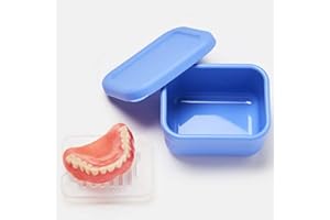 LOSAND LEAKPROOF DENTURE CASE – Denture Baths That Never Leak – Leakproof Airtight Lids Denture Cup – Non Toxic Food Grade Platinum Silicone Retainers Case – Assorted Colors – (BLUE)