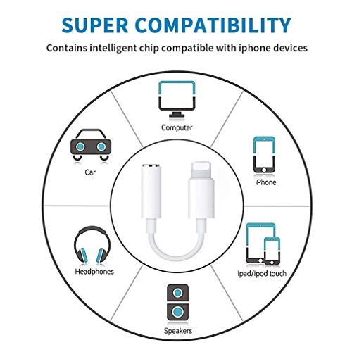 image for JOVERS [2 Pack] Lighting to 3.5mm Headphones/Earbuds Jack Adapter Aux 