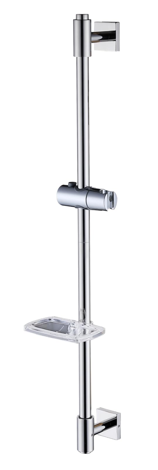 HomeHeng Shower Riser Rail, Adjustable Segmented Shower Slider Riser Rail Chrome Shower Head Holder Stainless Steel Rail with Soap Dish, H811-80HC