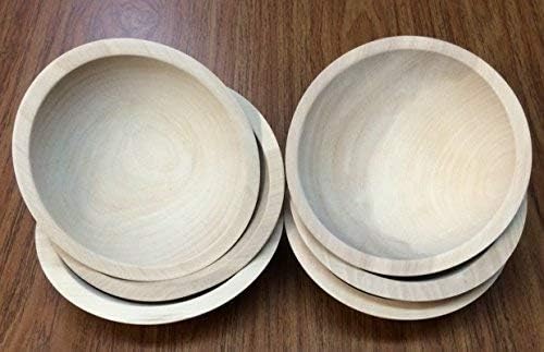 Set of 6 7-Inch Unfinished Solid Beech Wood Bowls