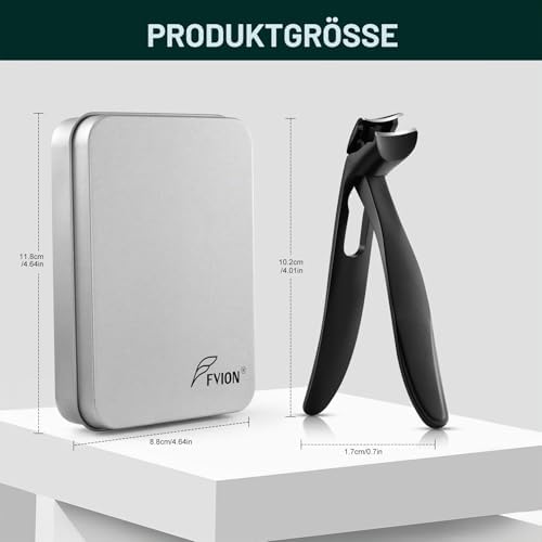 Nagelknipser groß mit Gebogenem Kopf, Fußnagelknipser für Senioren dicke Nägel mit Nagelfänger, Zehennagelknipser Präzisions für Männer und Frauen (Schwarz)