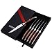 Laguiole by Hailingshan Steak knives Serrated Edge Sharp Light Premium Dishwasher Safe Stainless Steel knife set of 6 wood handle with Gift Box