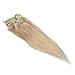 Grammy 18 Inch 7pcs Remy Clips in Human Hair Extensions 70g with Clips for Highlight (18inch, 24 Beige Blonde)