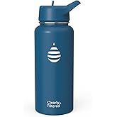 Clearly Filtered Water Bottle | Removes 220+ Contaminants, Double-Wall Insulated Stainless Steel, BPA/BPS Free, Phthalate Free, Filters Flouride Lead Chlorine (32oz, Navy Blue)