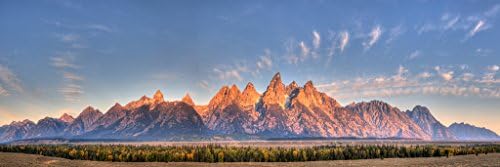 AT6055 Grand Tetons Range Mountain Landscape Panorama Online Prints Poster 16x48" Canvas Only
