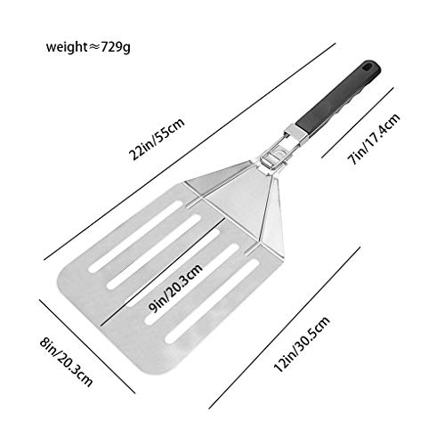 Guangcailun Folding Pizza Peel RVS Pizza Peel staal vouwen pizza met Inklapbare handgreep Cake Spade Keuken Tool - Afbeelding 6