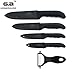 GA Homefavor Black Ceramic Knife Set of 5 Sharp Blade Ergonomic Handle Ceramic Knives And Ceramics Peeler Set with Sheaths
