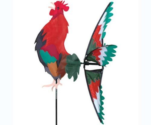 Premier Kites Morning Rooster Spinner - Great Garden Display, Red & Green