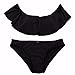 JIANLANPTT Women's Sexy Swimwear Strapless Ruffle Padded 2 Pieces Swimsuits Bikini Set Bathing Suits Black M(US2-4)