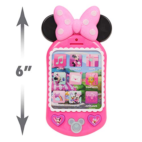 Disney Junior Minnie Bow-Tique Why Hello Pretend Play Cell Phone, Lights and Sounds, Batteries Included, Holiday Stocking Stuffers, Gifts, Presents, Kids Toys for Ages 3 Up by Just Play