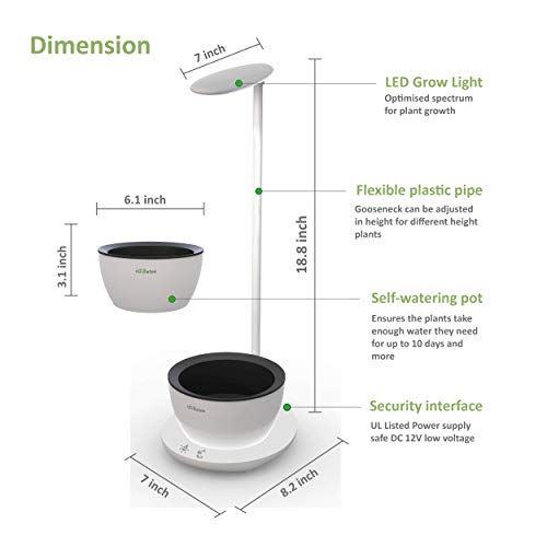 iGrowtek LED Desk Lamp with Self Watering Pot,Desktop Grow Light with