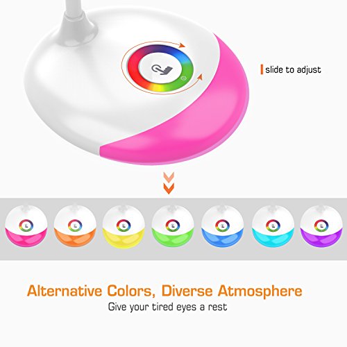 MoKo LED Desk Lamp with Dimmable Color, Portable Reading Table Light with built-in 1800mAh rechargeable battery, Flexible Gooseneck, Touch Control, For Kids Study Home Office -White