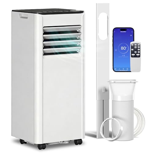 HOMCOM 10000 BTU Portable Air Conditioner, 4-in-1 AC Unit with Cool, Dehumidifier, Fan, Sleep, WiFi Voice Remote Control, 24H Timer, 2 Speeds, Window Kit, for Room up to 441 Sq. ft