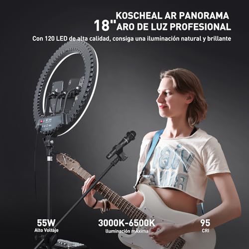 Professional Ring Light Ring with Tripod 18",Adjustable 45cm/3000-6500K Dimmable LED Ring Light with Microphone and Sound Card Holder,Photography for Hairdresser/Professional Camera/TikTok/Youtube