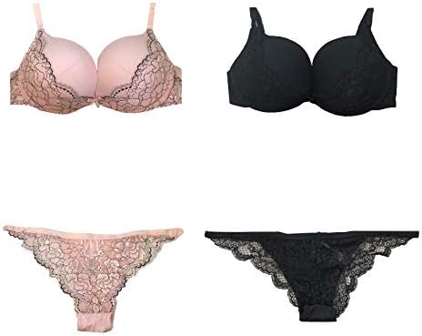 2 Pack Bra and Brief Set Padded Plunge Bra Matching Knickers