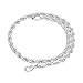 8mm Rhodium Plated Rope Chain Necklace, 36