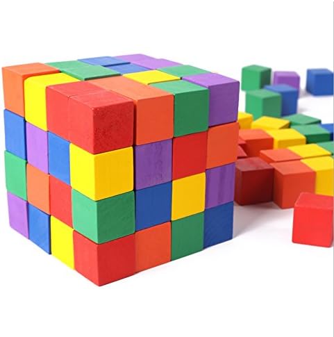 Moolon Wooden Color Cubes Wood Square Blocks for Crafts and DIY Projects 100 Pcs (1 Inch, Multicolor)