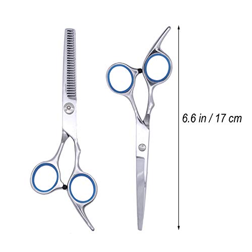 Etereauty Hair Cutting Scissors Set, Professional Barber Thinning Haircut Scissors Kit Stainless Steel with Detachable Finger Inserts Salon Razor Scissor - Thumbnail 2