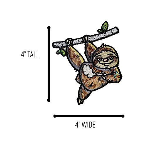Pot Smoking Pals Lazy Hanging Sloth - Iron on Embroidered Patch Applique