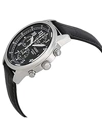 Reloj de marcación de cronógrafo de cuero negro clásico para hombre Seiko SNDC33