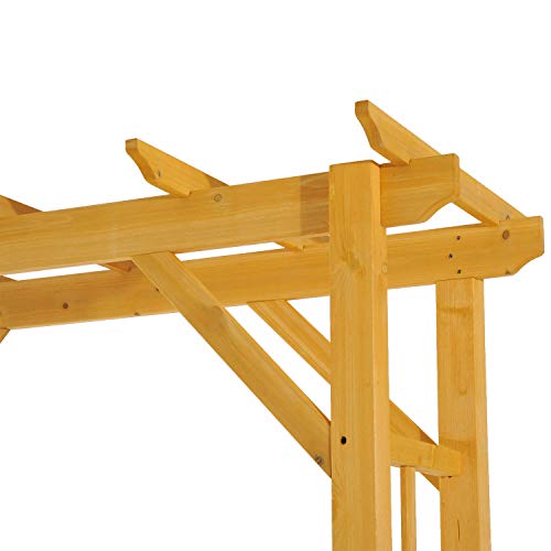 oldzon 7FT Premium Fir Wooden Garden Arbor Arch Trellis Wood Yard Outdoor Lattice Decor with Ebook