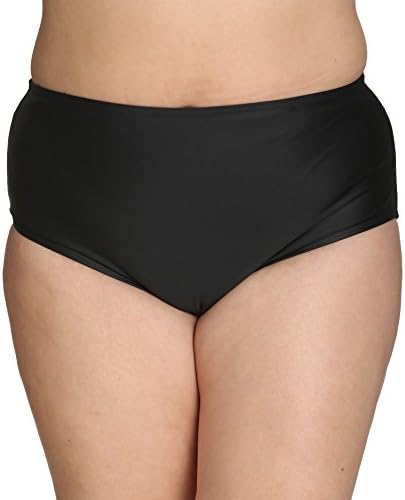 Island Pearls Island World Plus Size Women's Separates Solid Floral Design High Waist Full Coverage Pant Swimsuit Bottom Black 20