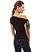 PattyBoutik Women Tied One Shoulder Short Sleeve Top (Black Medium)