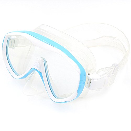 Luerme Swim Goggles Diving Mask Scuba Diving Free Diving Snorkeling Mask Adults Flexible Silicone Tempered Glass Lens PC Frame Face Plates Underwater Sports Diving Goggles Accessories (Light Blue) - Thumbnail 2