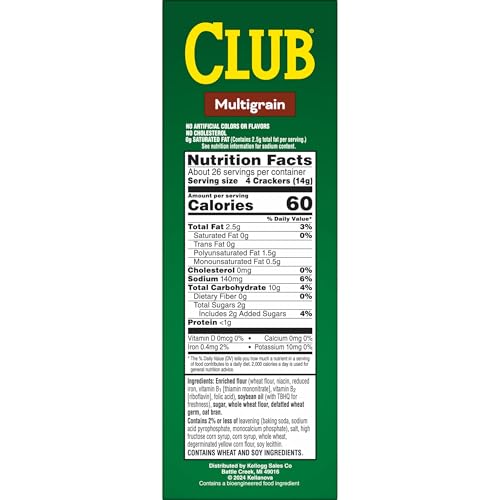 CLUB CRACKERS, LUNCH SNACKS, SNACK CRACKERS, MULTIGRAIN, 12.7OZ BOX (1 BOX)