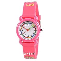 Venhoo Kids Watches Cute 3D Cartoon Waterproof Silicone Children Toddler Wrist Watch Time Teacher Birthday Gift 3-10 Year Boys Girls Little Child (Red Rose Number)