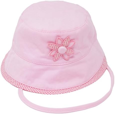 Baby Girl Pink Bucket Hat with Chin Strap Cotton 50+ UPF Sun Hat Fit for 12-24M